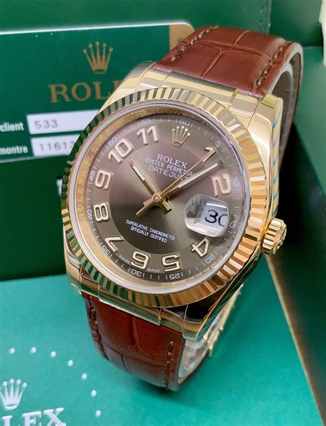 alligator 36mm rolex datejust gold 116138|ROLEX 18K Yellow Gold Alligator 36mm Oyster .